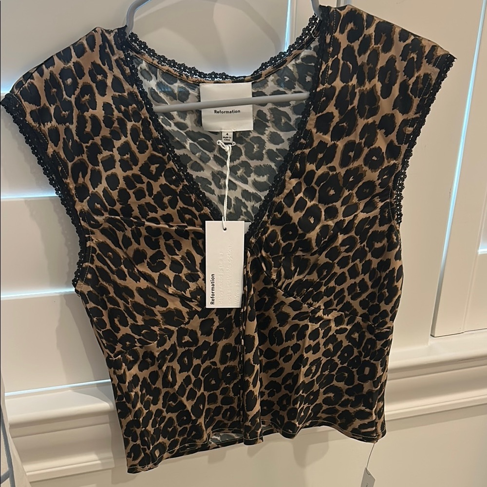 NWT Reformation Leopard Top